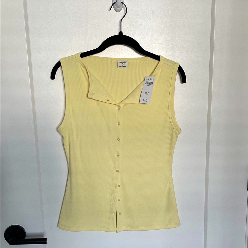 Abercrombie Butter Yellow Slash Button Through Tank